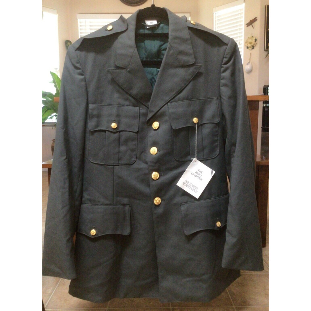 NWT Army Military Service Uniform Mens 40L Coat Blazer Jacket Wool Green ~788A
